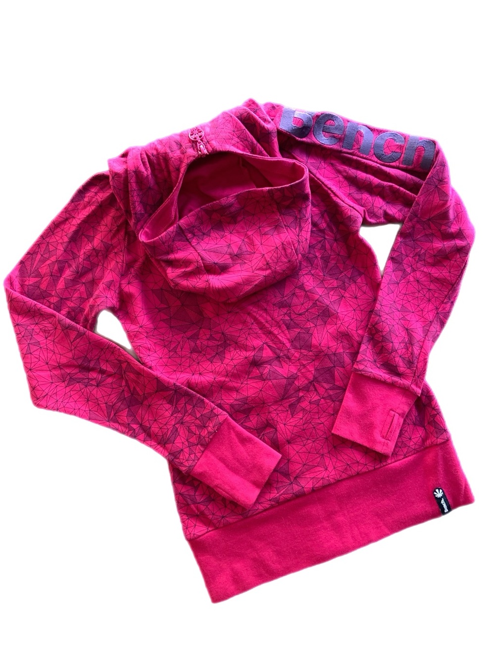 Bench Hot Pink Zip-Up Hoodie Jacket with Geometric Print Medium - Picture 5 of 16